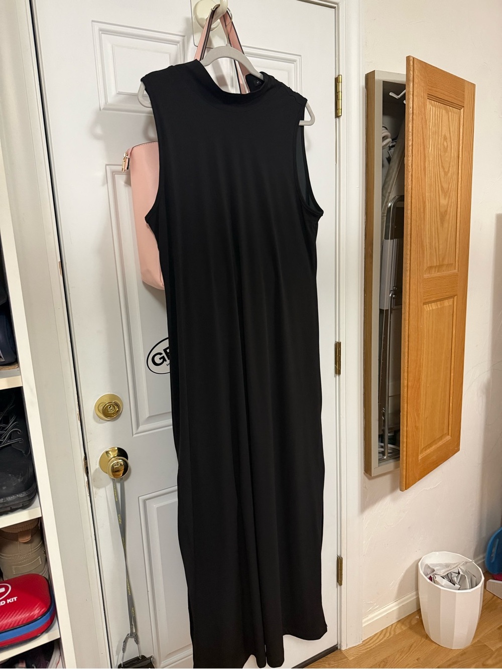 Boston Proper Sleeveless Black Maxi Dress with High Neck